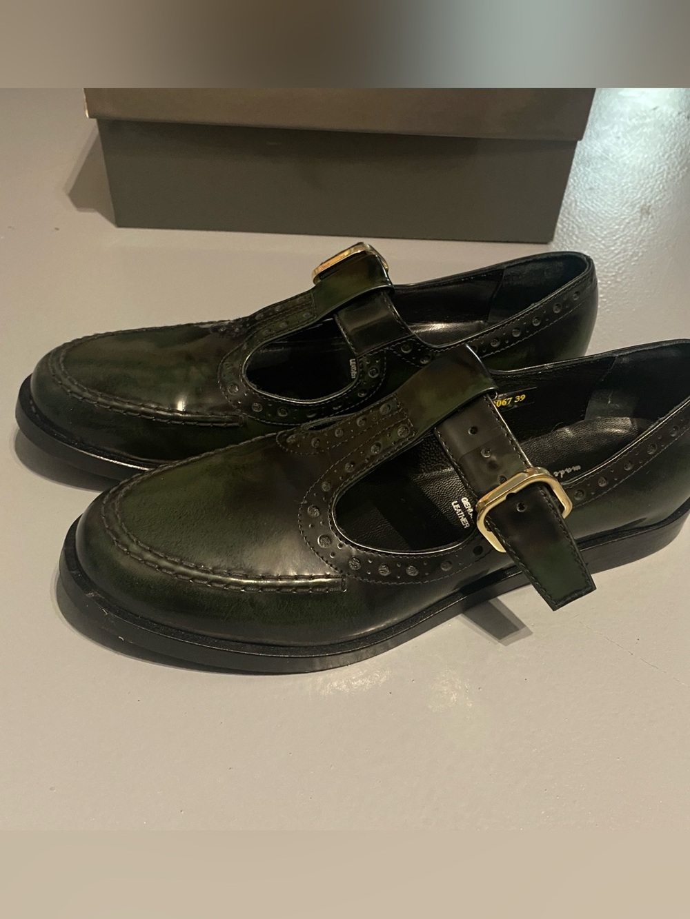 Women’s made in Italy black Leather Mary Jane Loafers with Buckle